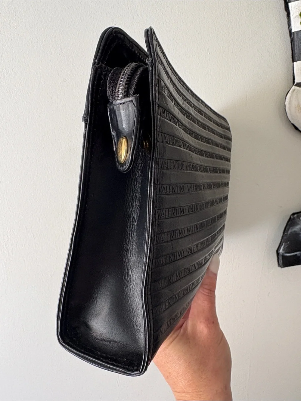 Authentic Valentino Black Embossed Clutch